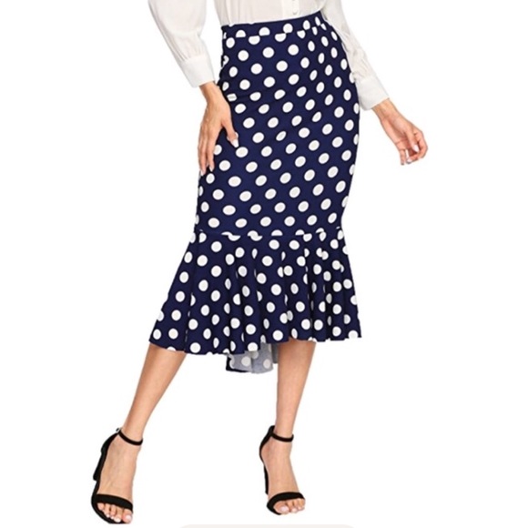 Boutique Dresses & Skirts - Polka Dot Mermaid Midi Ruffle Skirt